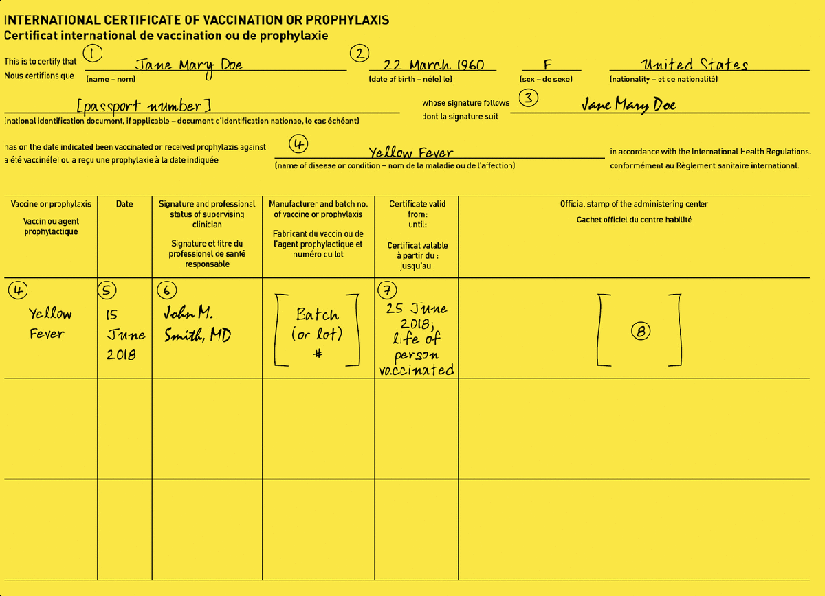 yellow fever travel certificate